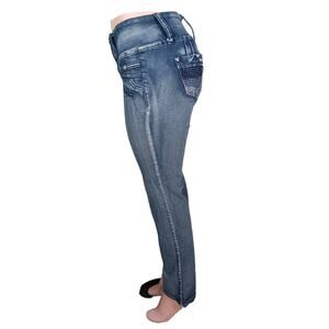 Diamante Los Angeles Jeans Size 7 Blue Stretchy Embellished Back Pockets